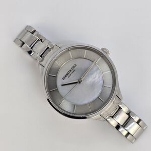 Kenneth Cole Women's Watch 36MM MOP Dial Gray Case Bracelet 5.5" New Battery